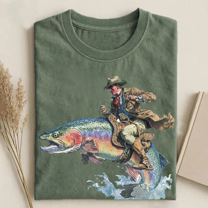 Cowboy Riding Rainbow Trout T-shirt