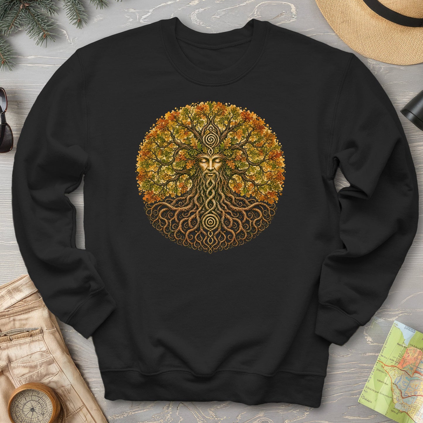 Green Man Autumn Bloom Sweatshirt