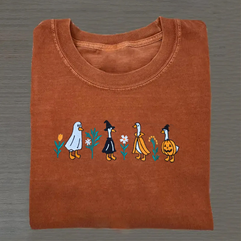 Halloween Goose Embroidered T-shirt