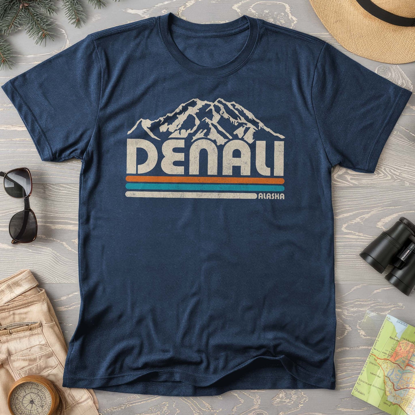 Denali Alaska Retro Stripe T-Shirt