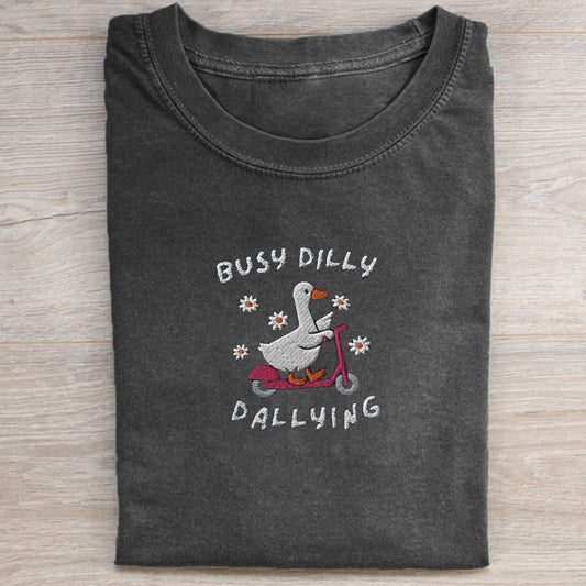 Embroidered Busy Dilly Dallying T-Shirt