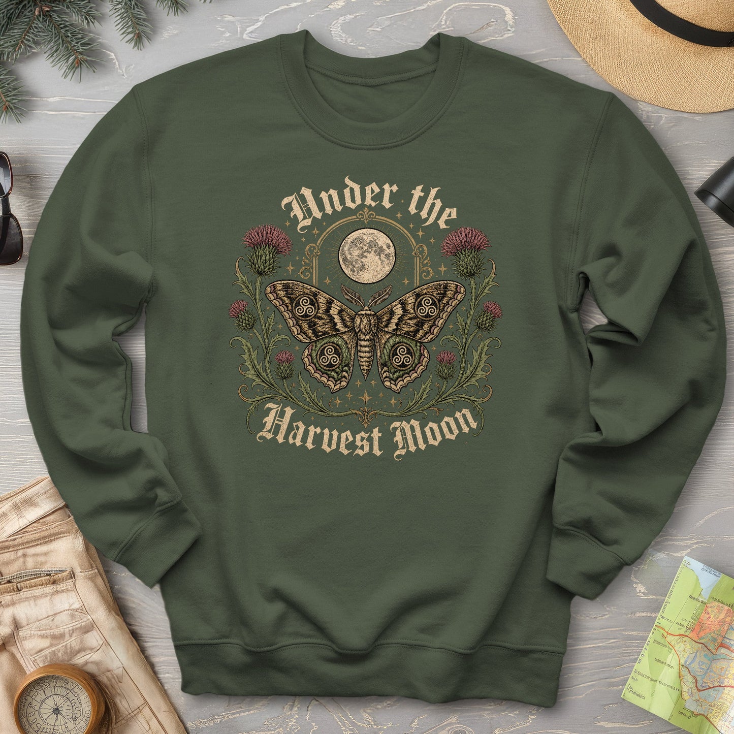 Gothic Harvest Moon Moth Sweatshirt