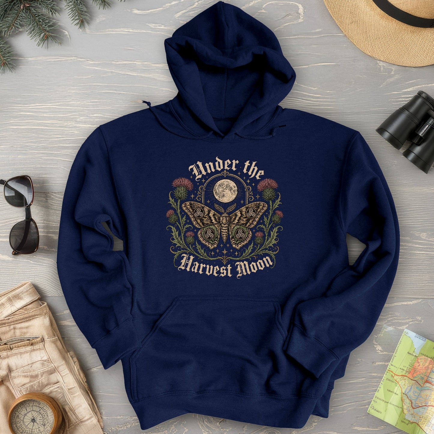 Gothic Harvest Moon Moth Hoodie