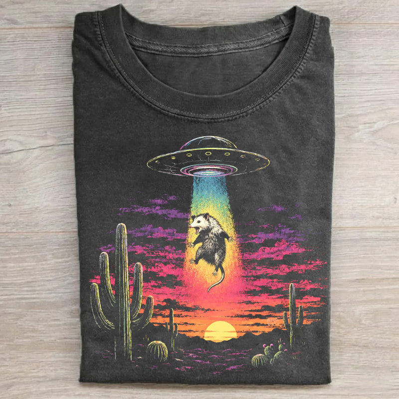 Funny Possum Flying Saucer T-Shirt