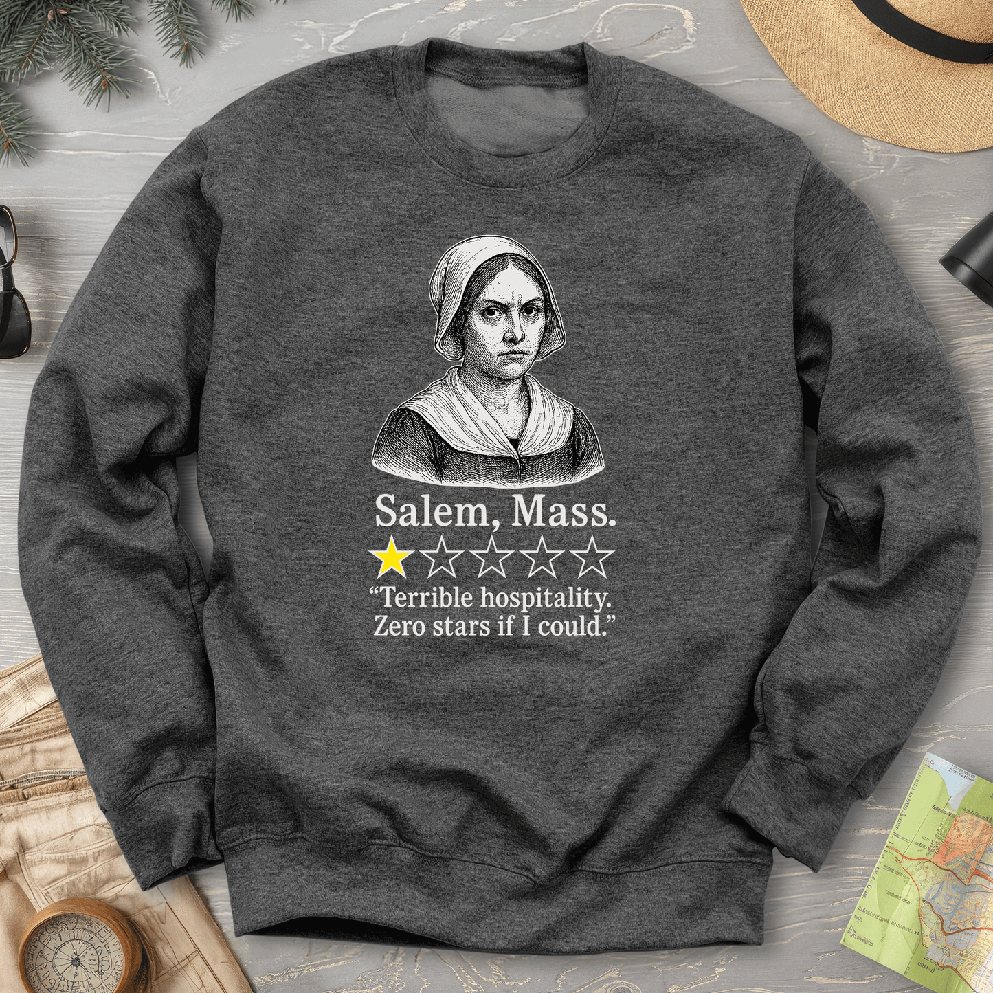 Salem Massachusetts "1 Star Review" Sweatshirt