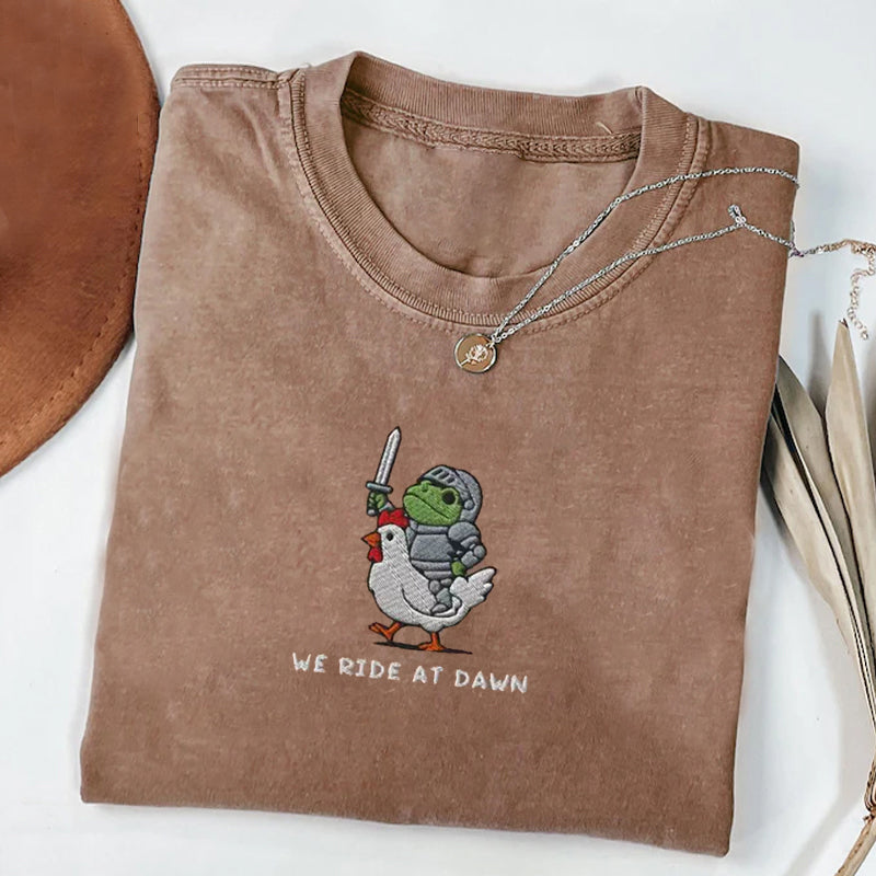 We Ride At Dawn Embroidered T-shirt