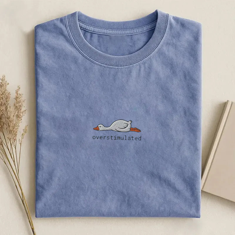 Silly Goose Overstimulated Embroidered T-shirt