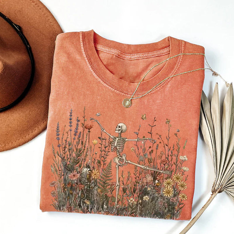 Skeleton Dancing Arabesque Wildflower T-shirt