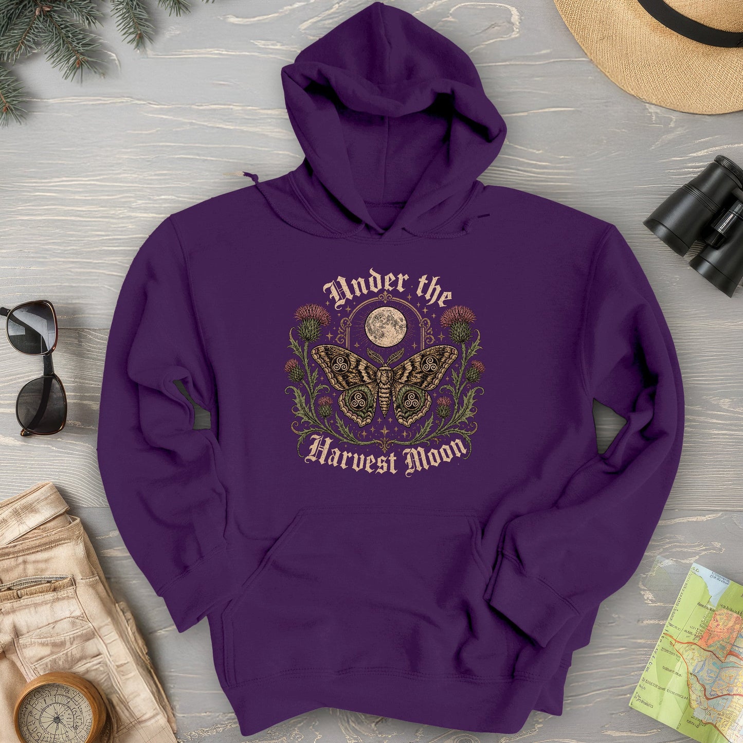 Gothic Harvest Moon Moth Hoodie