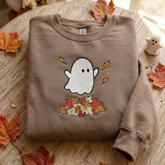 Embroidered Fall Ghost Sweatshirt
