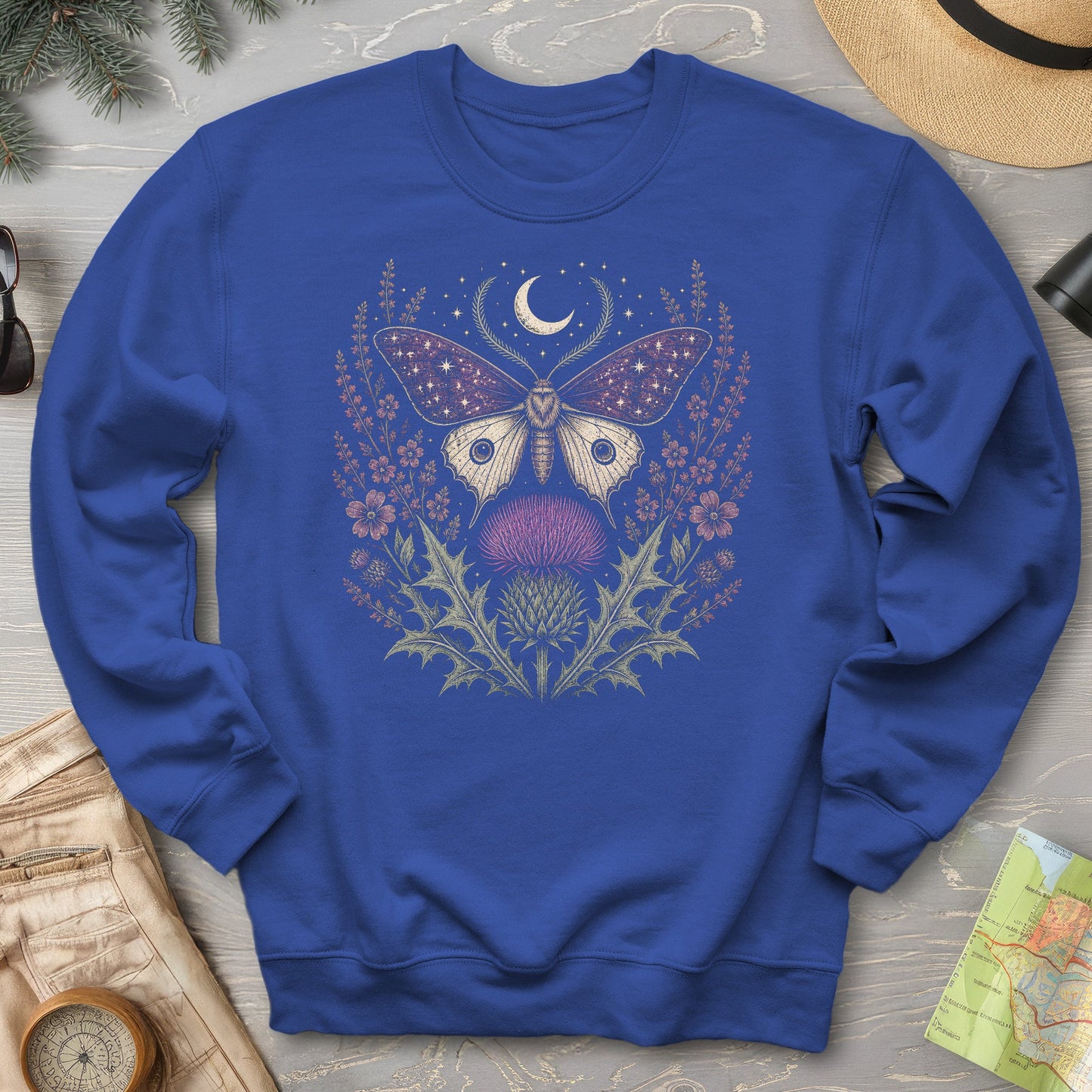 Crescent Thistle Moth Moon Sweatshirt