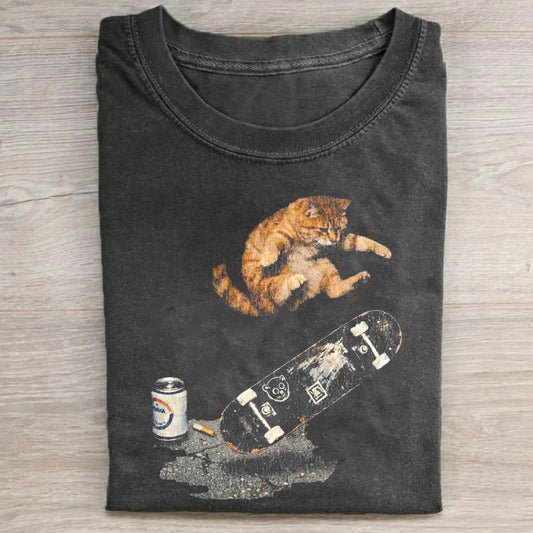 Vintage Skateboarding Cat T-shirt