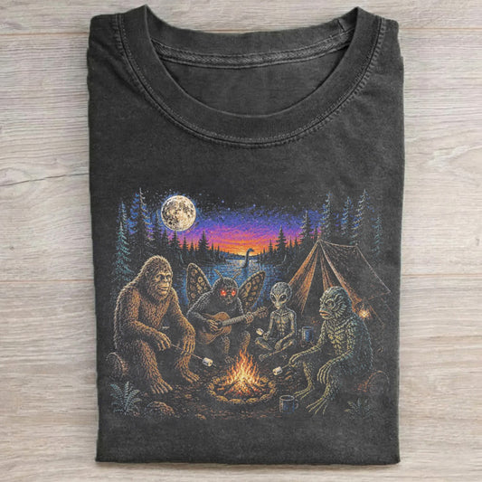 Funny Cryptid Camping T-shirt