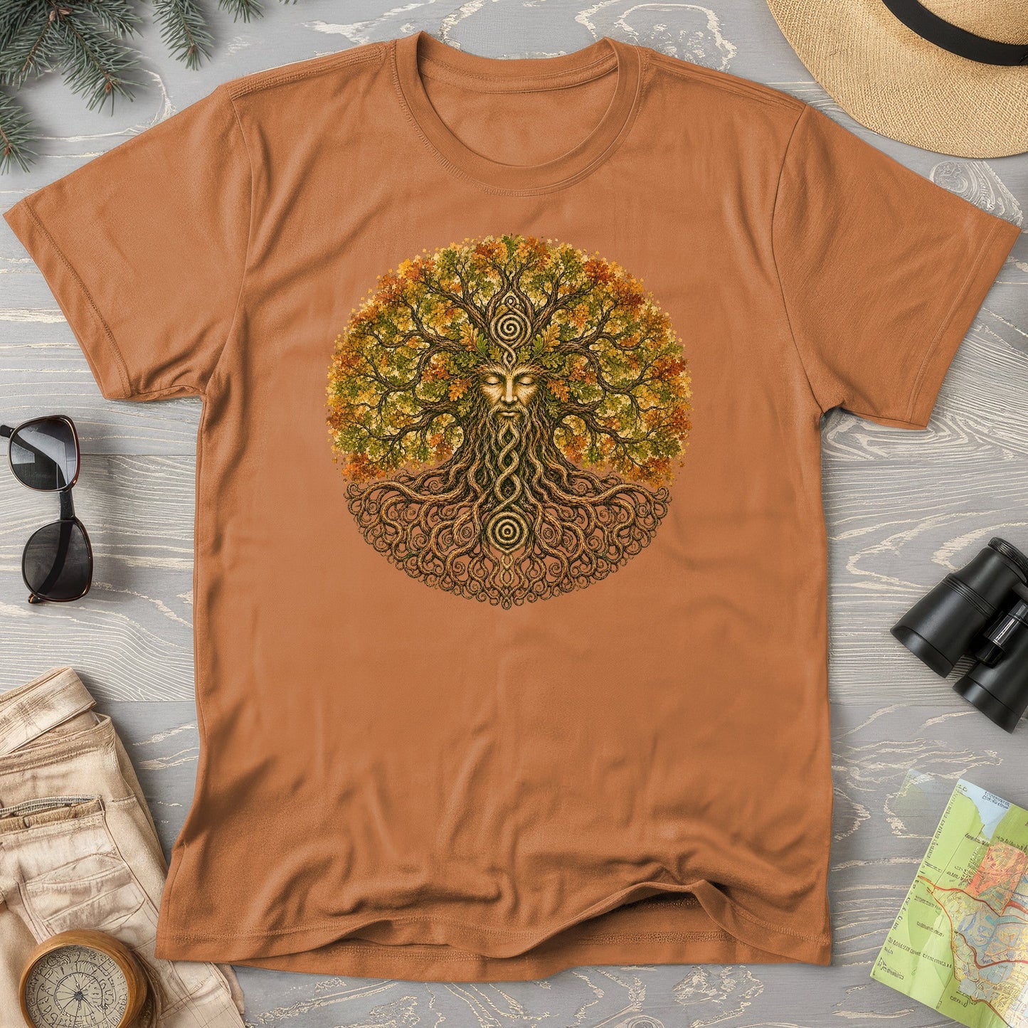 Green Man Autumn Bloom T-Shirt
