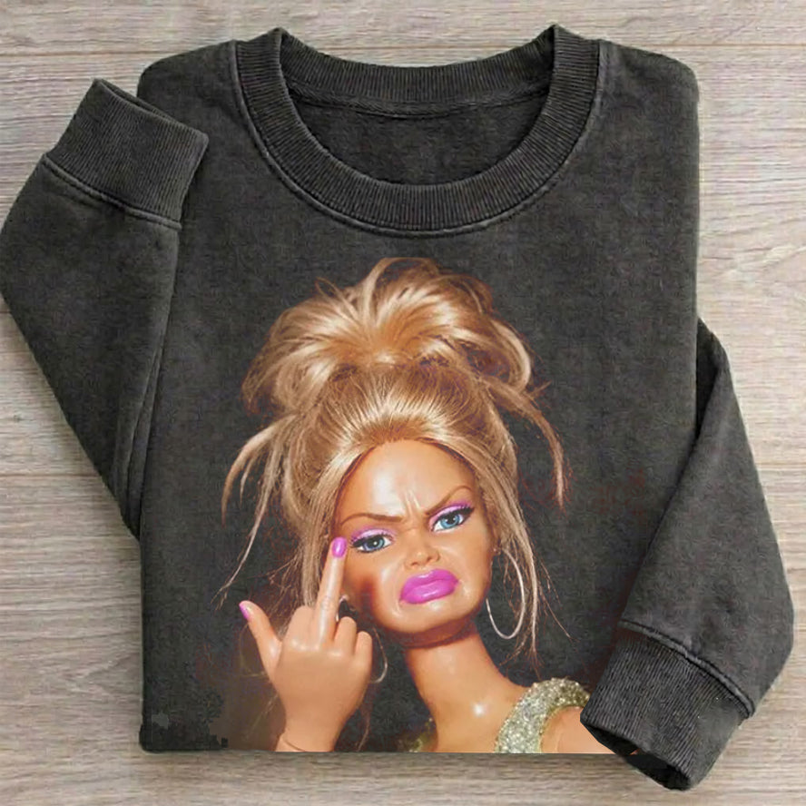 Shocked Funny Doll Graphic Sweatshirt