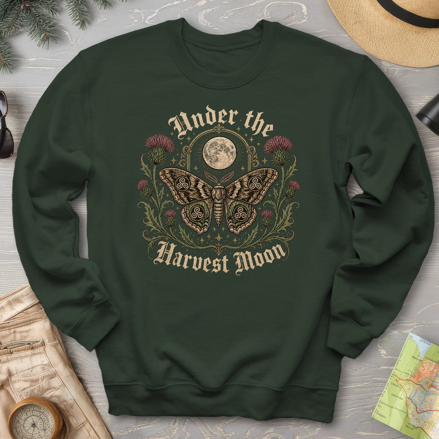Gothic Harvest Moon Moth Sweatshirt