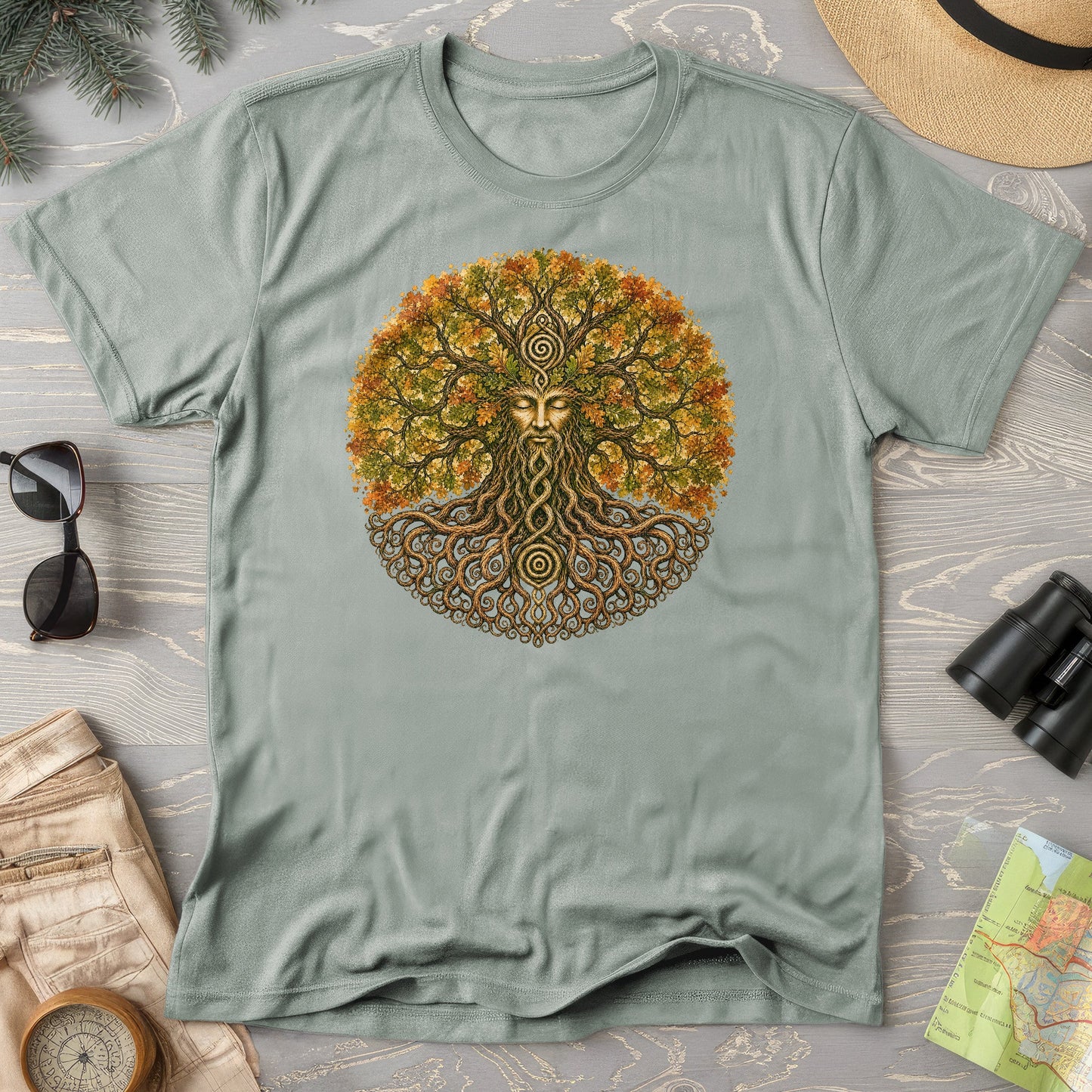 Green Man Autumn Bloom T-Shirt