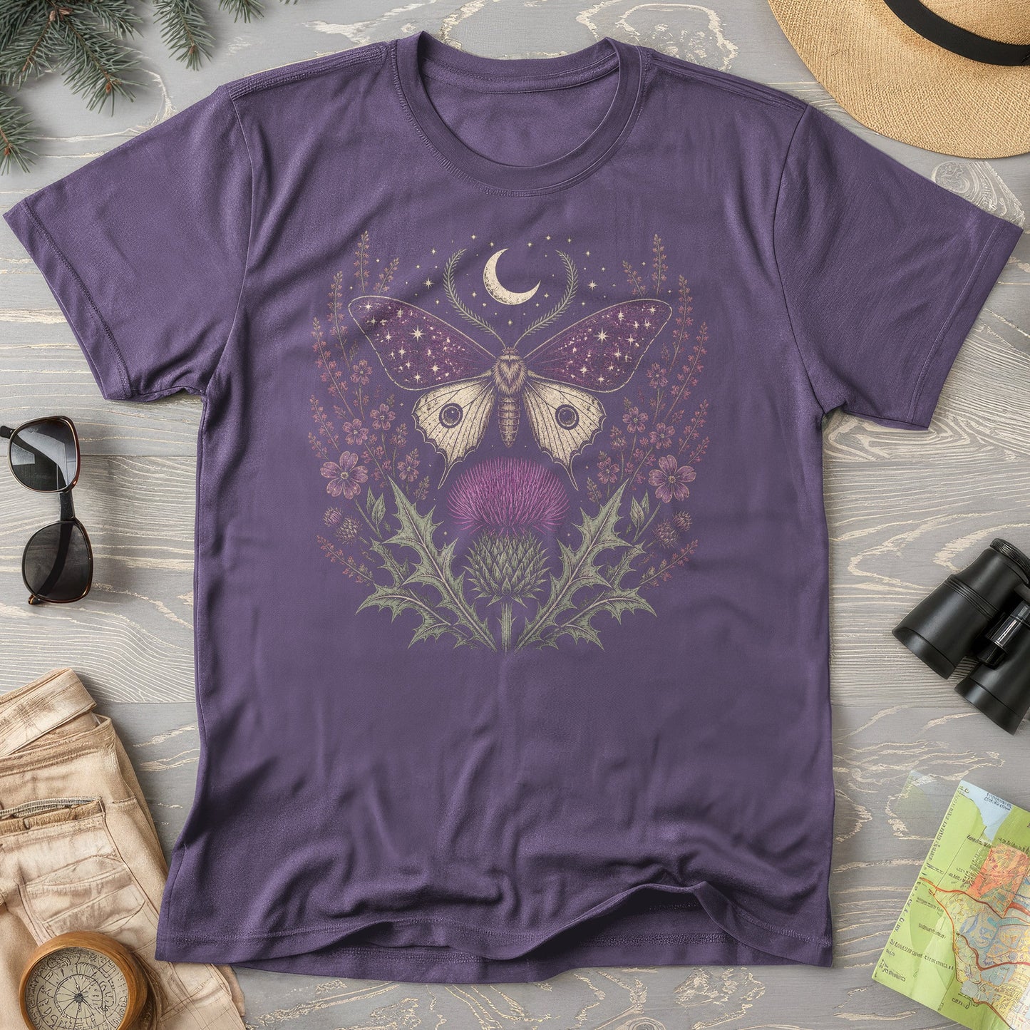 Crescent Thistle Moth Moon T-Shirt