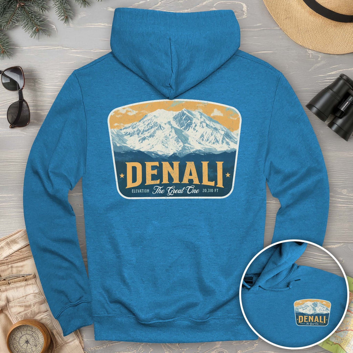 Denali "The Great One" Vintage Badge Front/Back Print Hoodie