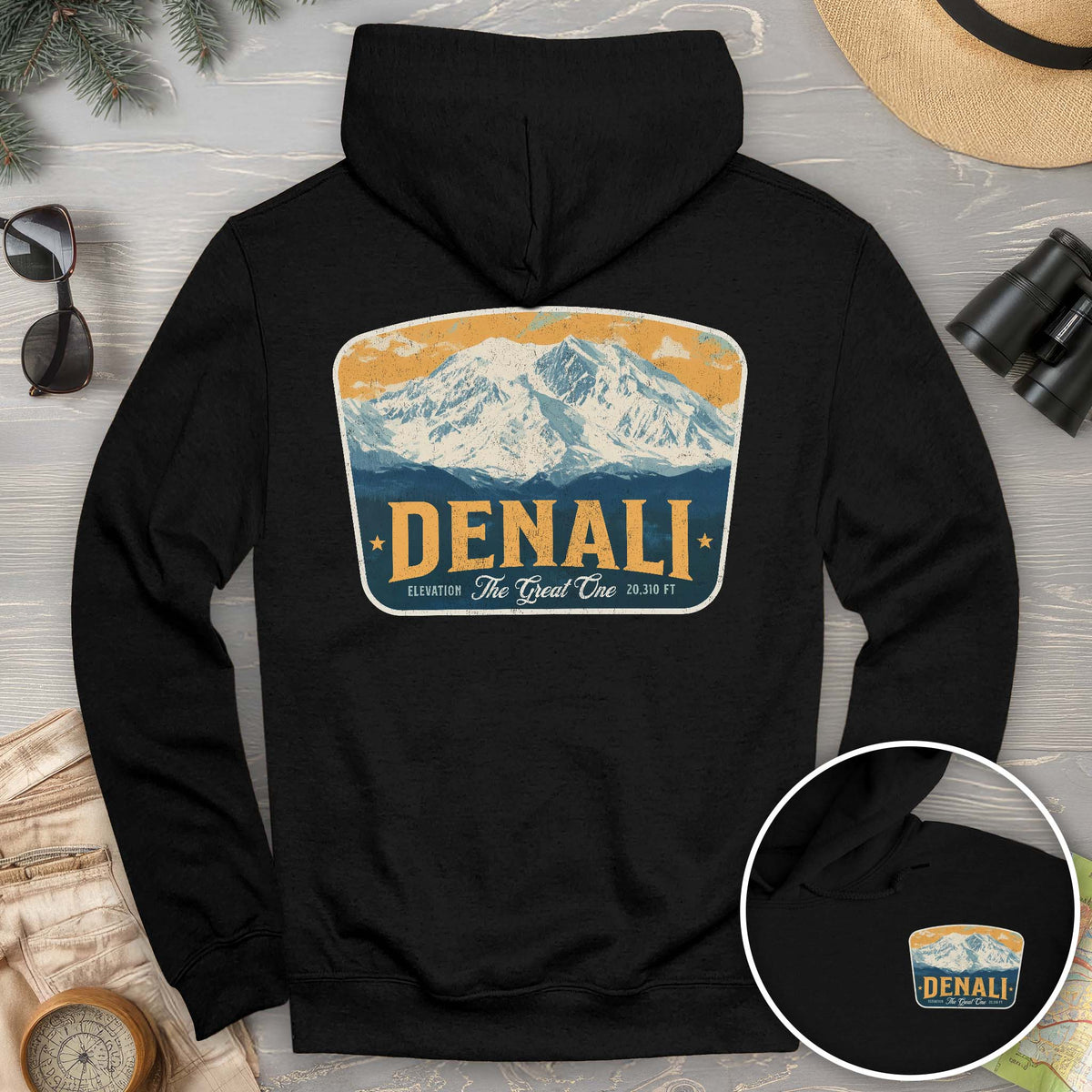 Denali "The Great One" Vintage Badge Front/Back Print Hoodie