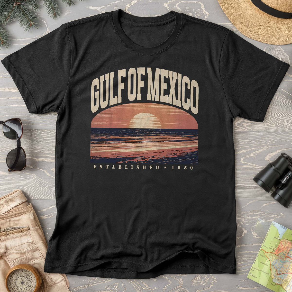 Gulf of Mexico Varsity Sunset T-Shirt