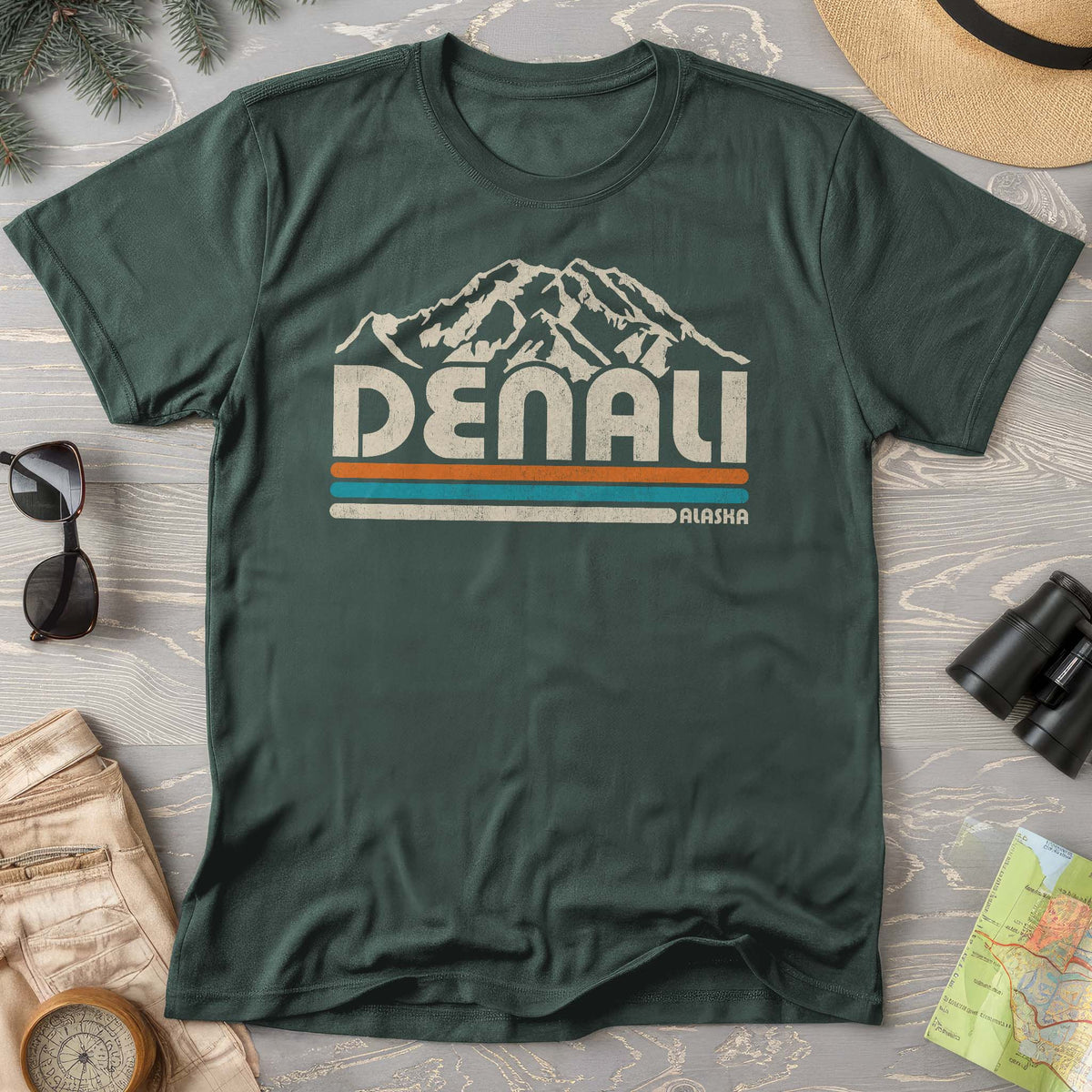 Denali Alaska Retro Stripe T-Shirt