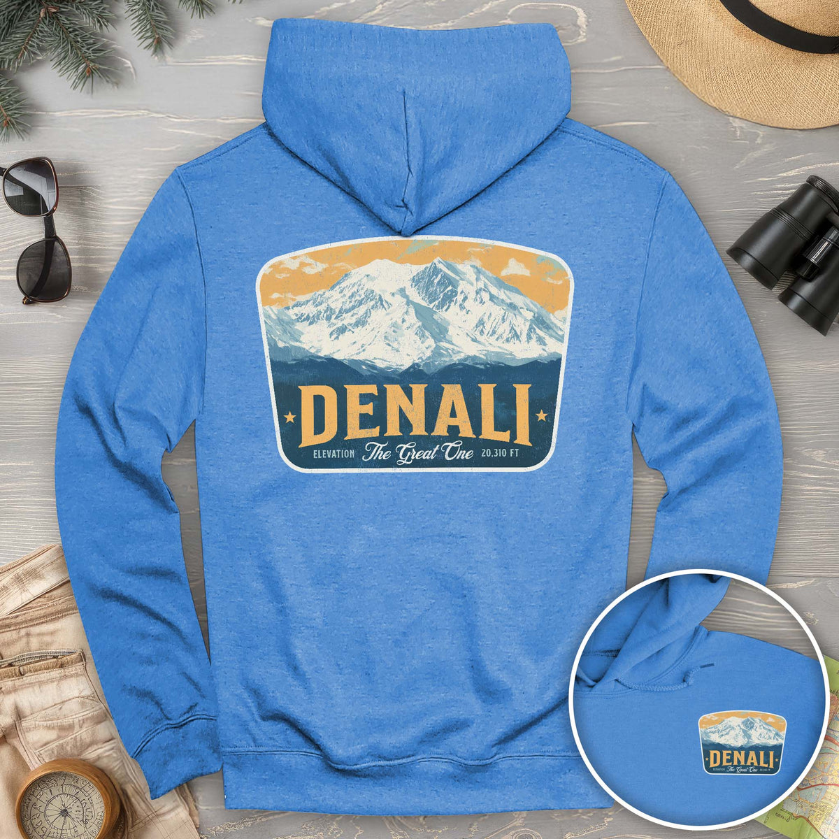 Denali "The Great One" Vintage Badge Front/Back Print Hoodie