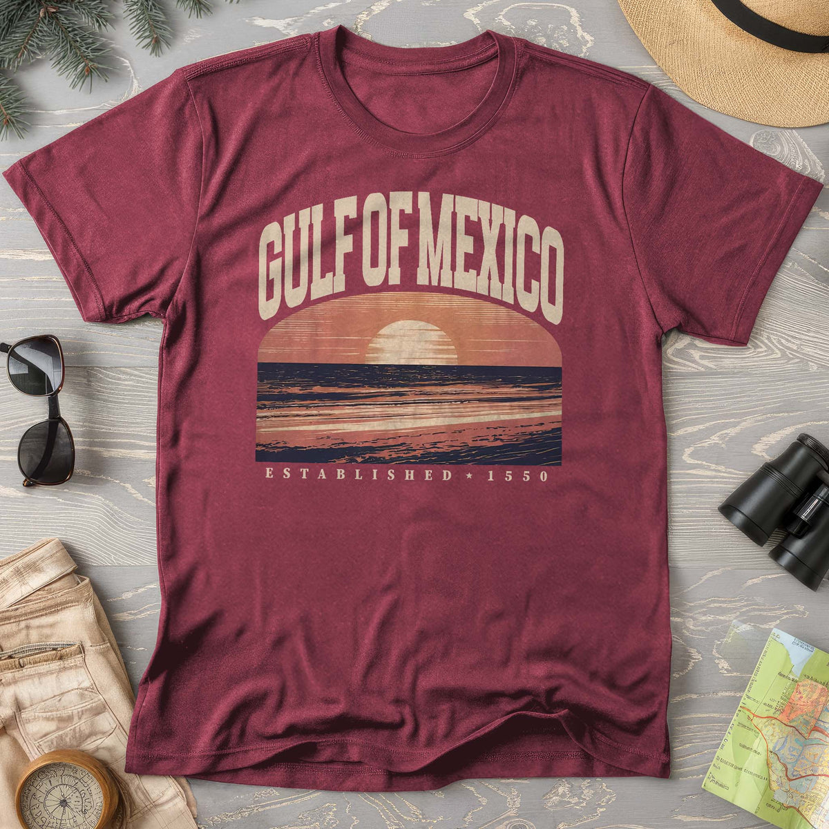 Gulf of Mexico Varsity Sunset T-Shirt