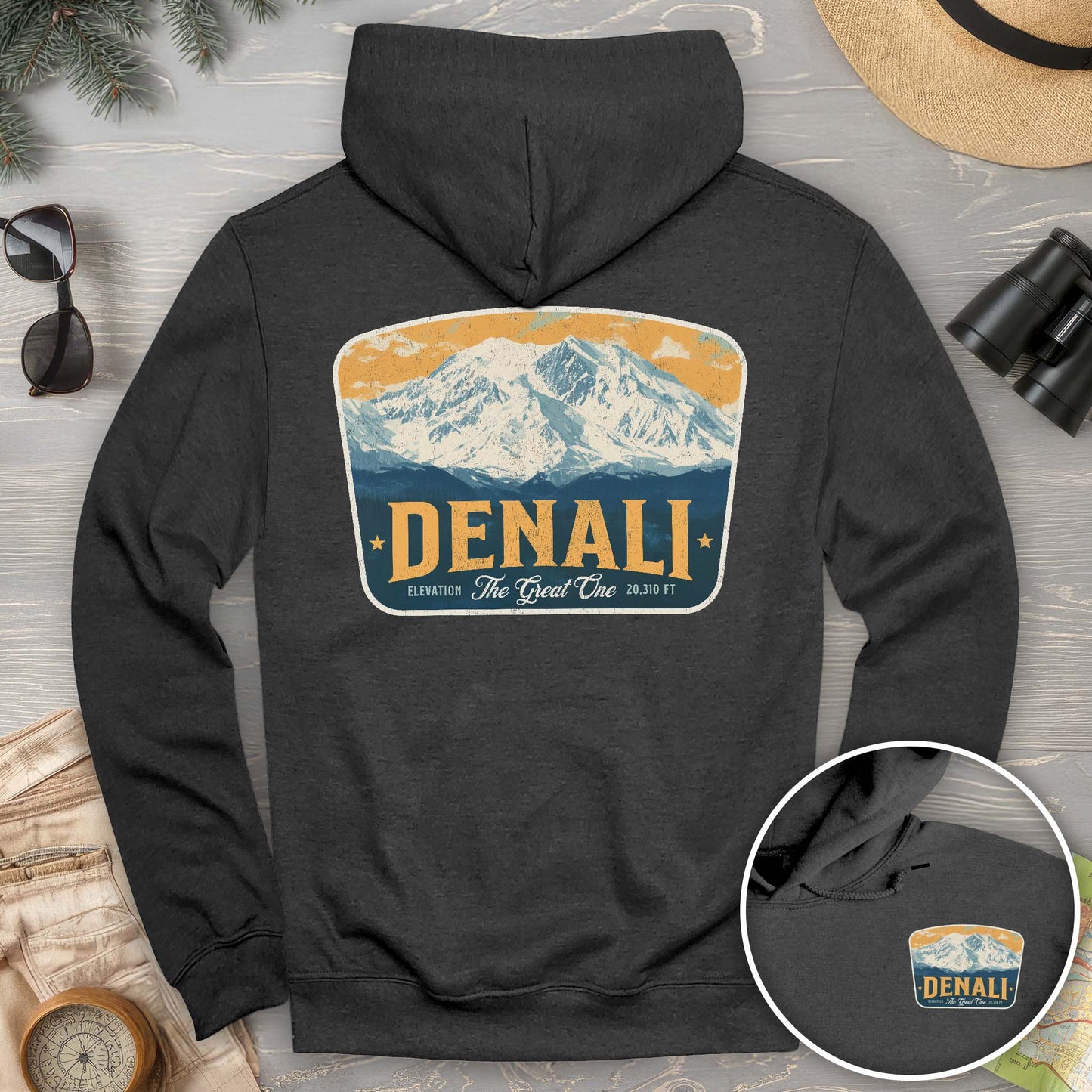 Denali "The Great One" Vintage Badge Front/Back Print Hoodie
