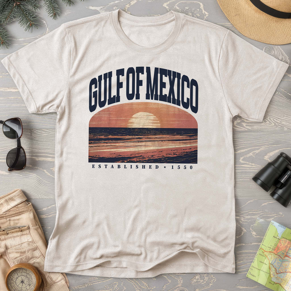 Gulf of Mexico Varsity Sunset T-Shirt
