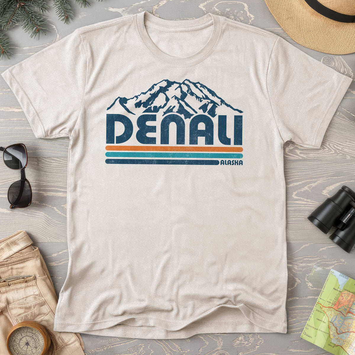 Denali Alaska Retro Stripe T-Shirt