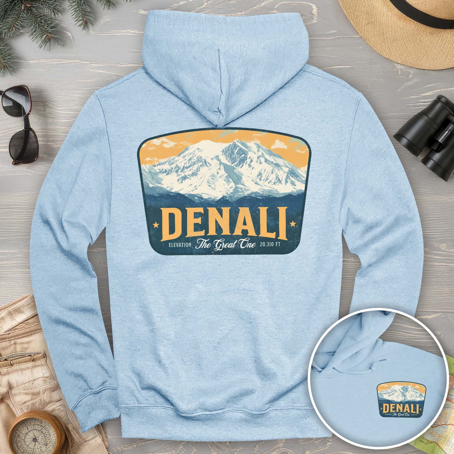 Denali "The Great One" Vintage Badge Front/Back Print Hoodie