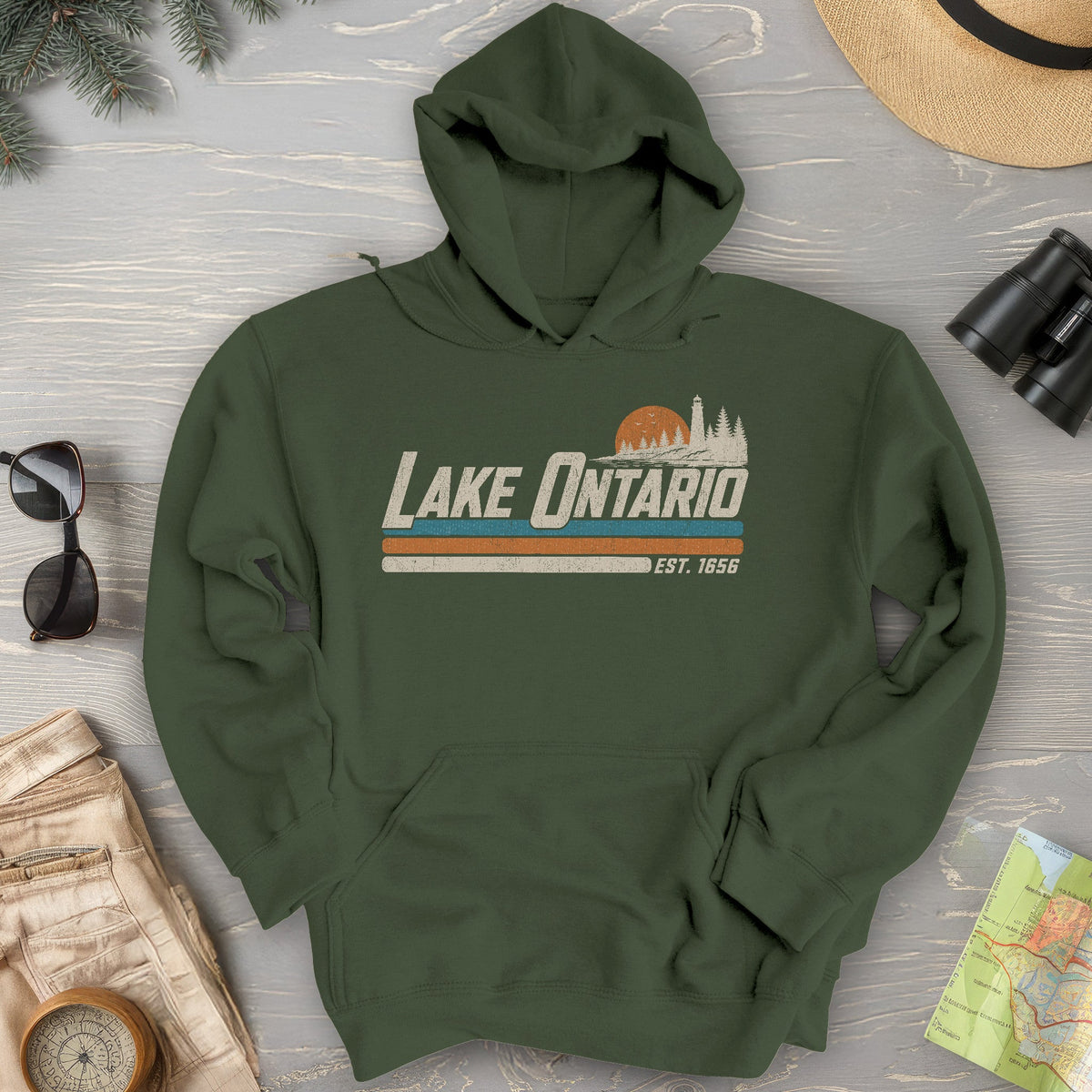 Lake Ontario Retro Stripe Hoodie