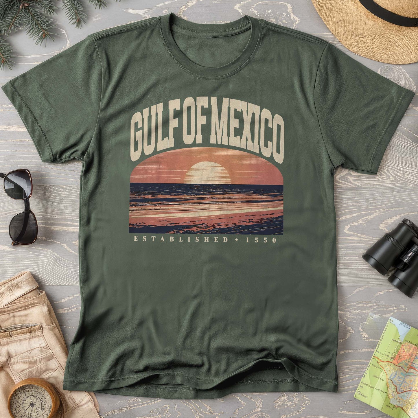 Gulf of Mexico Varsity Sunset T-Shirt