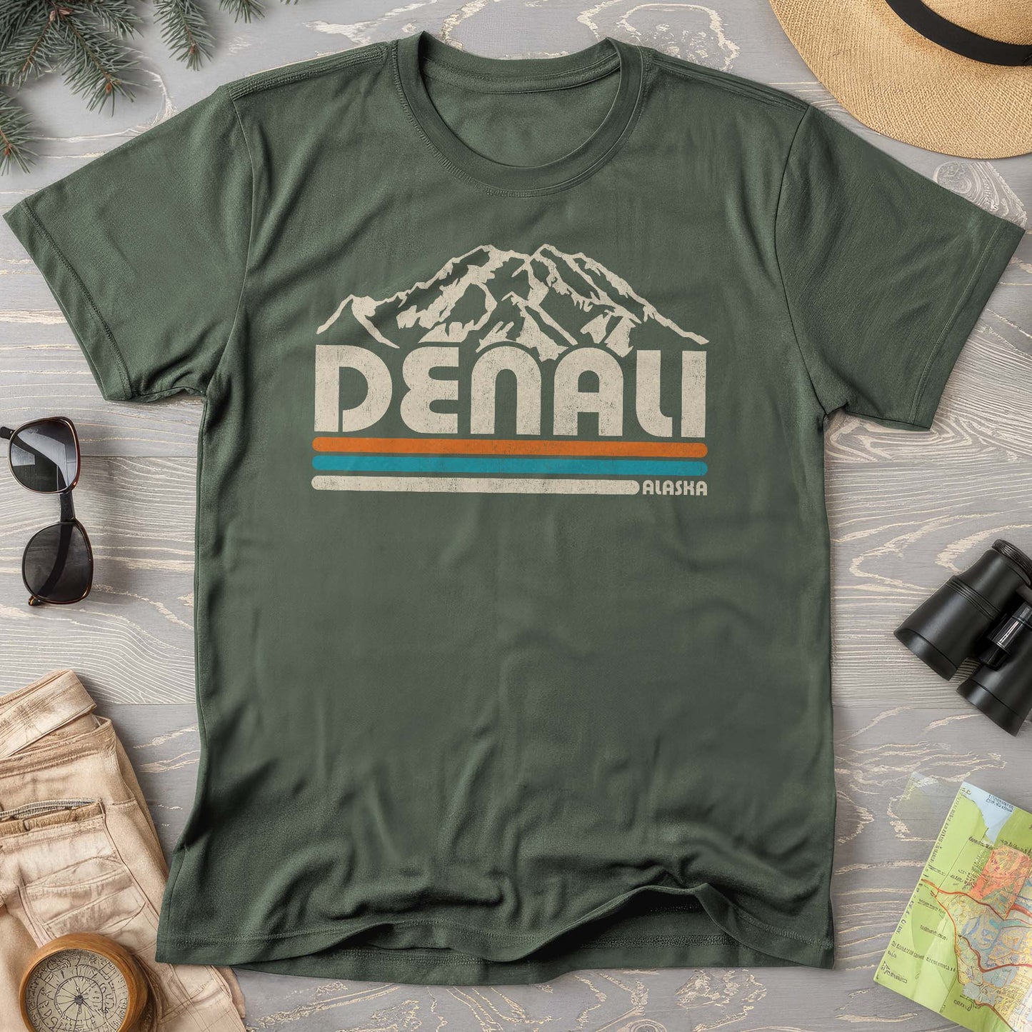 Denali Alaska Retro Stripe T-Shirt