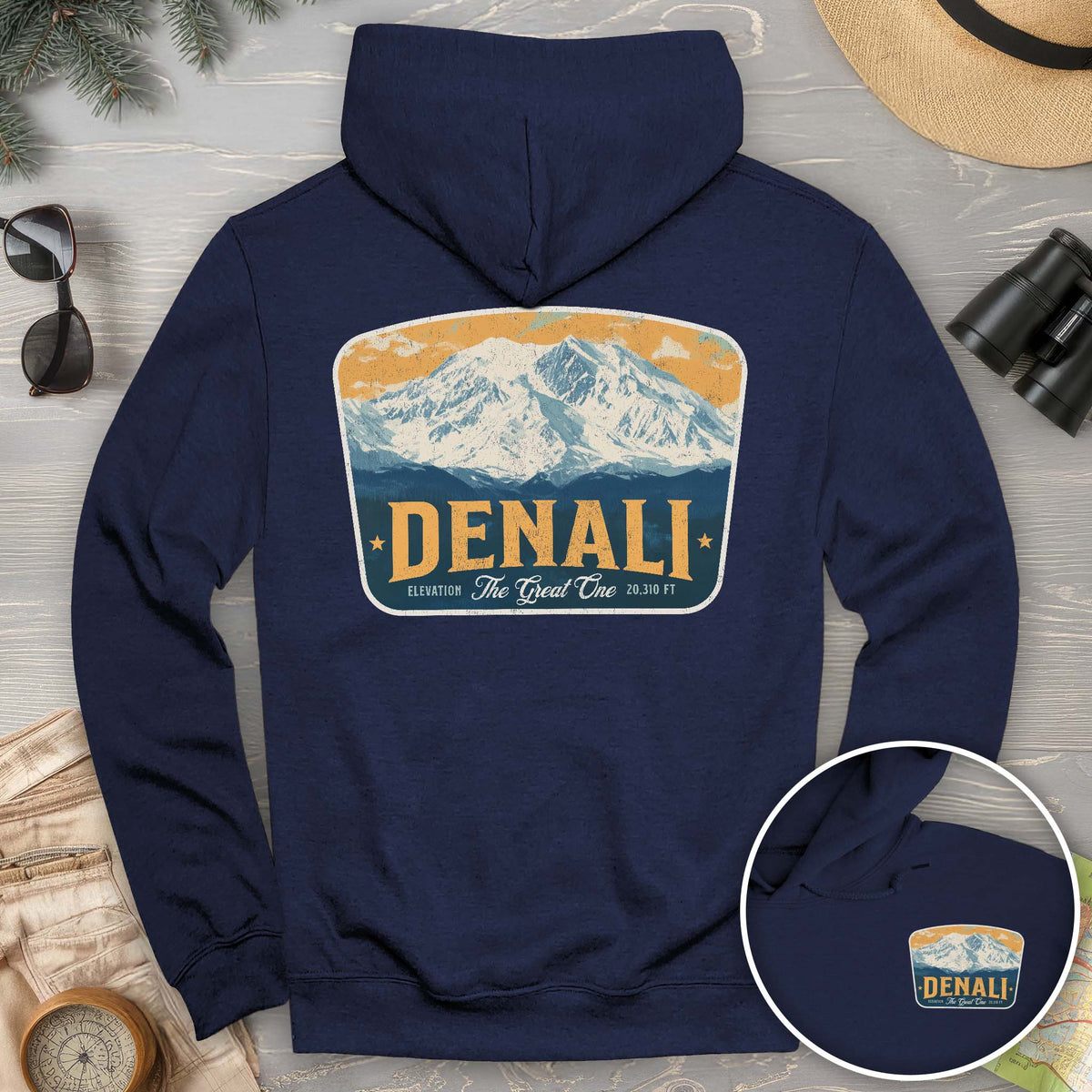 Denali "The Great One" Vintage Badge Front/Back Print Hoodie