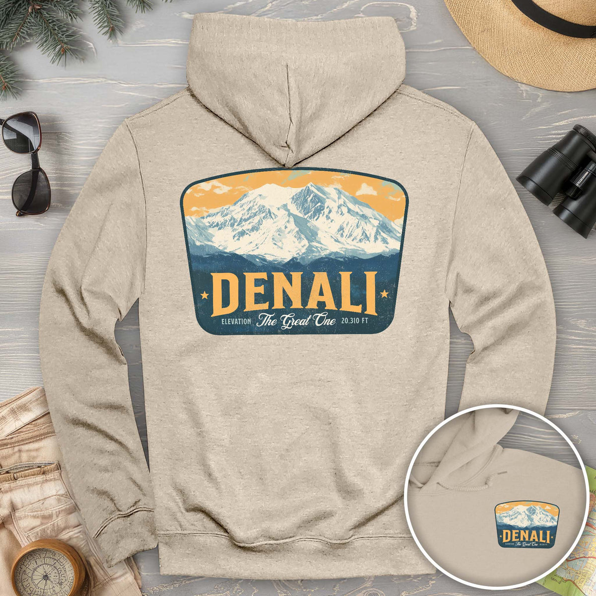 Denali "The Great One" Vintage Badge Front/Back Print Hoodie