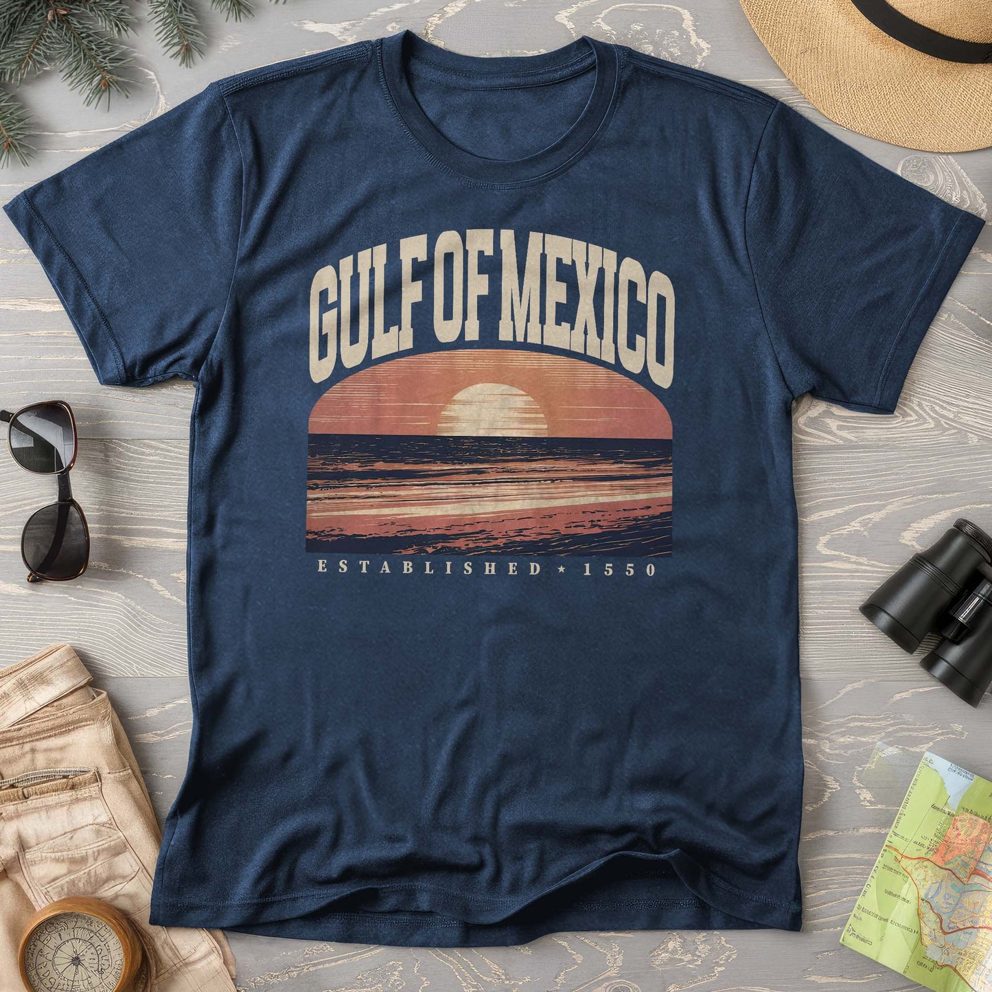 Gulf of Mexico Varsity Sunset T-Shirt