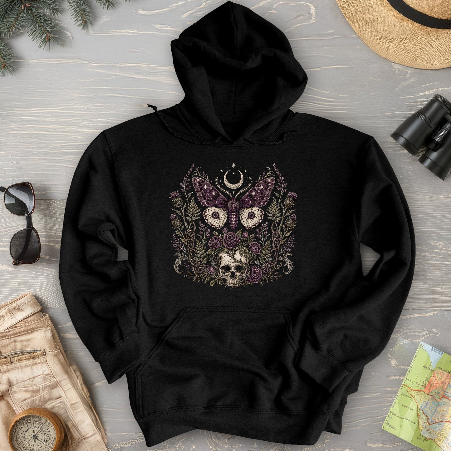 Gothic Thistle Moth Hoodie
