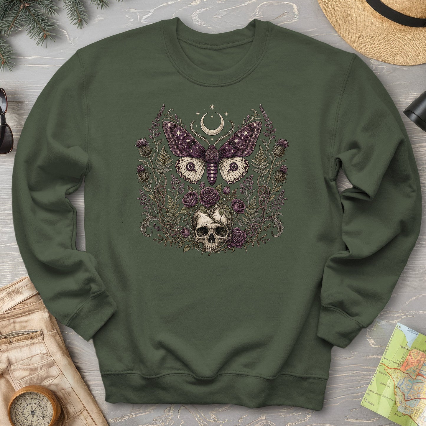 Gothic Thistle Moth Sweatshirt