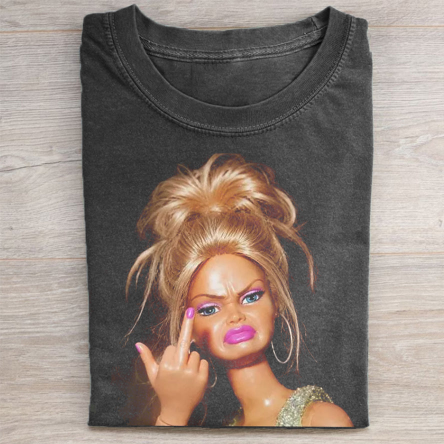 Shocked Funny Doll Graphic T-shirt
