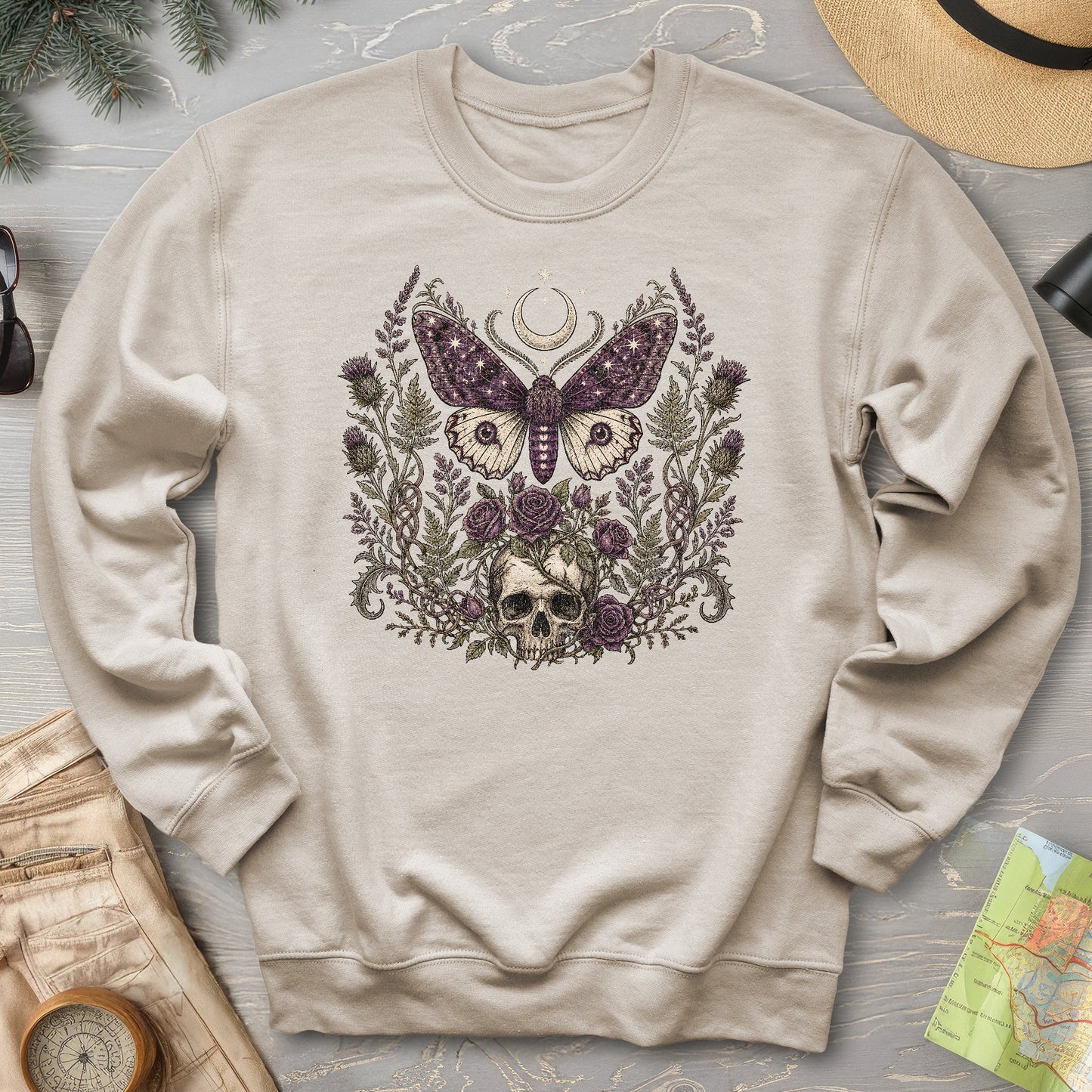 Gothic Thistle Moth Sweatshirt