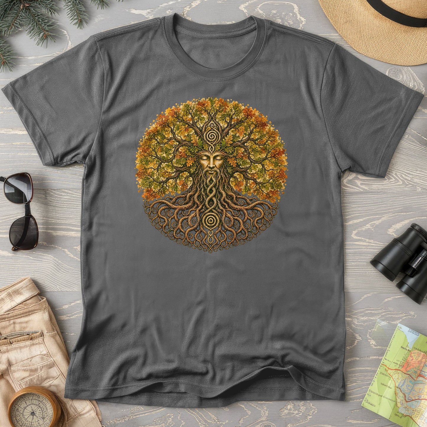 Green Man Autumn Bloom T-Shirt