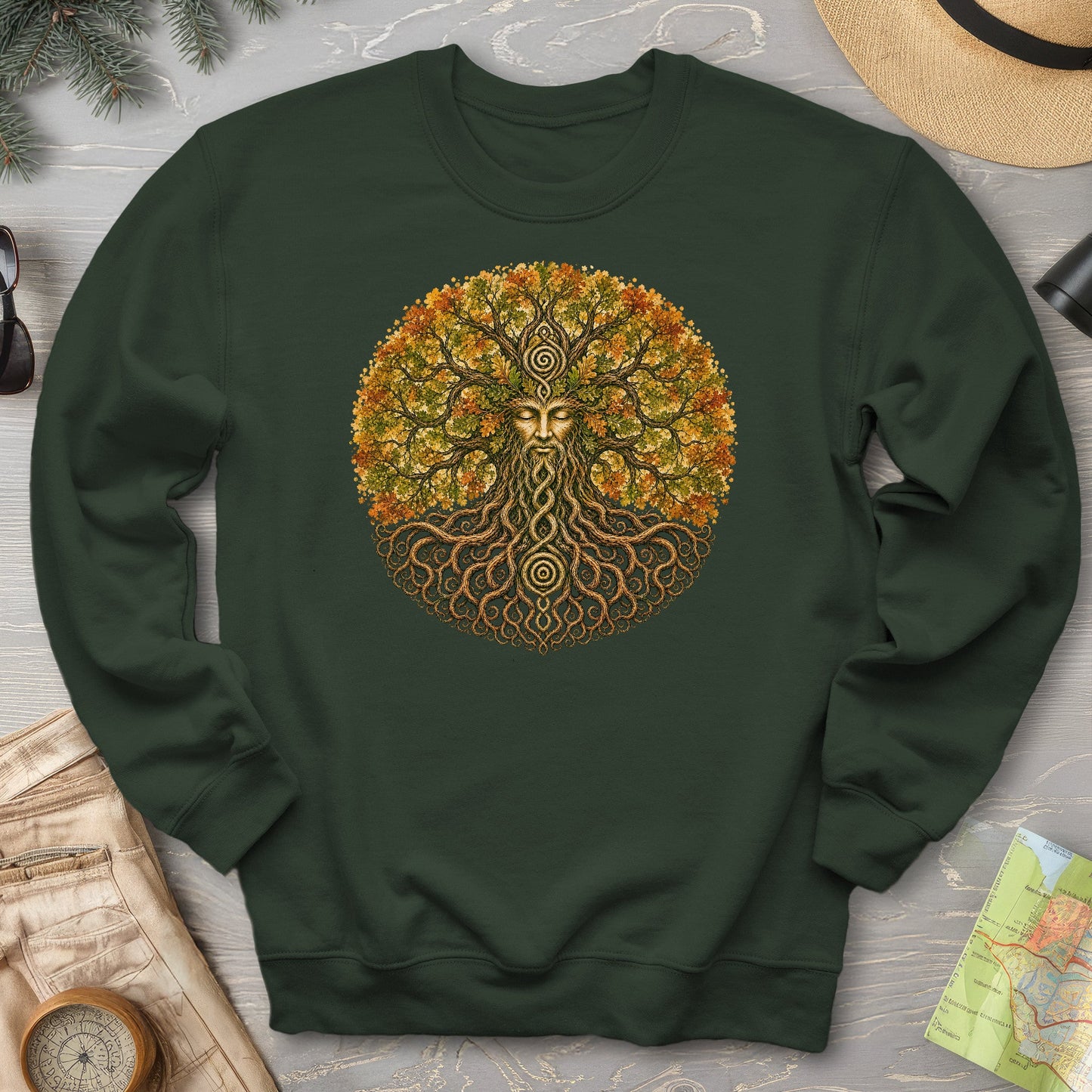Green Man Autumn Bloom Sweatshirt
