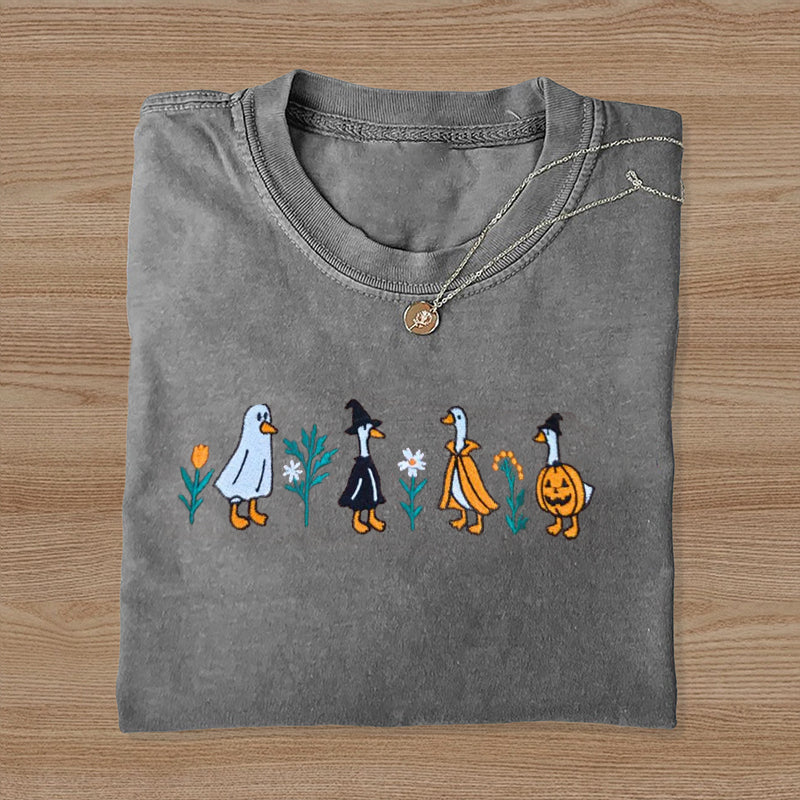Halloween Goose Embroidered T-shirt
