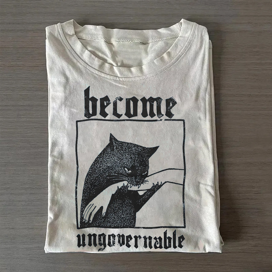 Become Ungovernable Funny Graphic Cat T-shirt